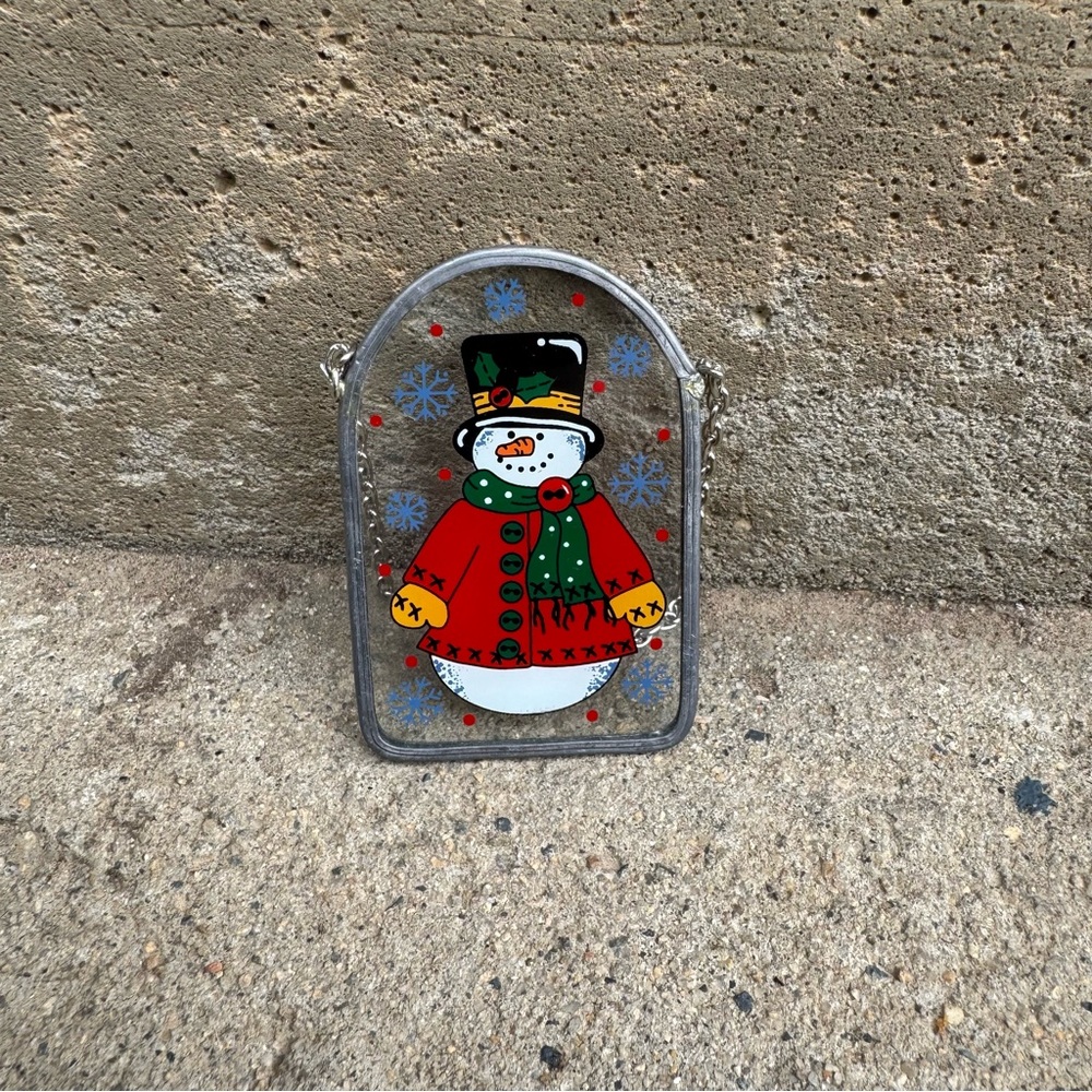 VTG‎ Stained Glass Style Snowman Ornament Classic Christmas